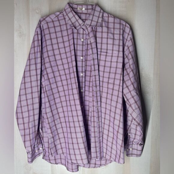 Peter Millar purple plaid long sleeve‎ button front shirt, size XL - Picture 1 of 12